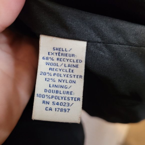 Vintage Old Navy Wool Blend Pea Coat Hood Black Long Button Up Medium Pockets - Picture 11 of 11